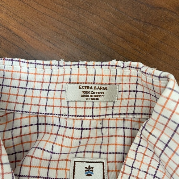 Peter Millar Shirt Men's XL Orange Plaid 100% Cotton Long Sleeve Button Down - Picture 7 of 8